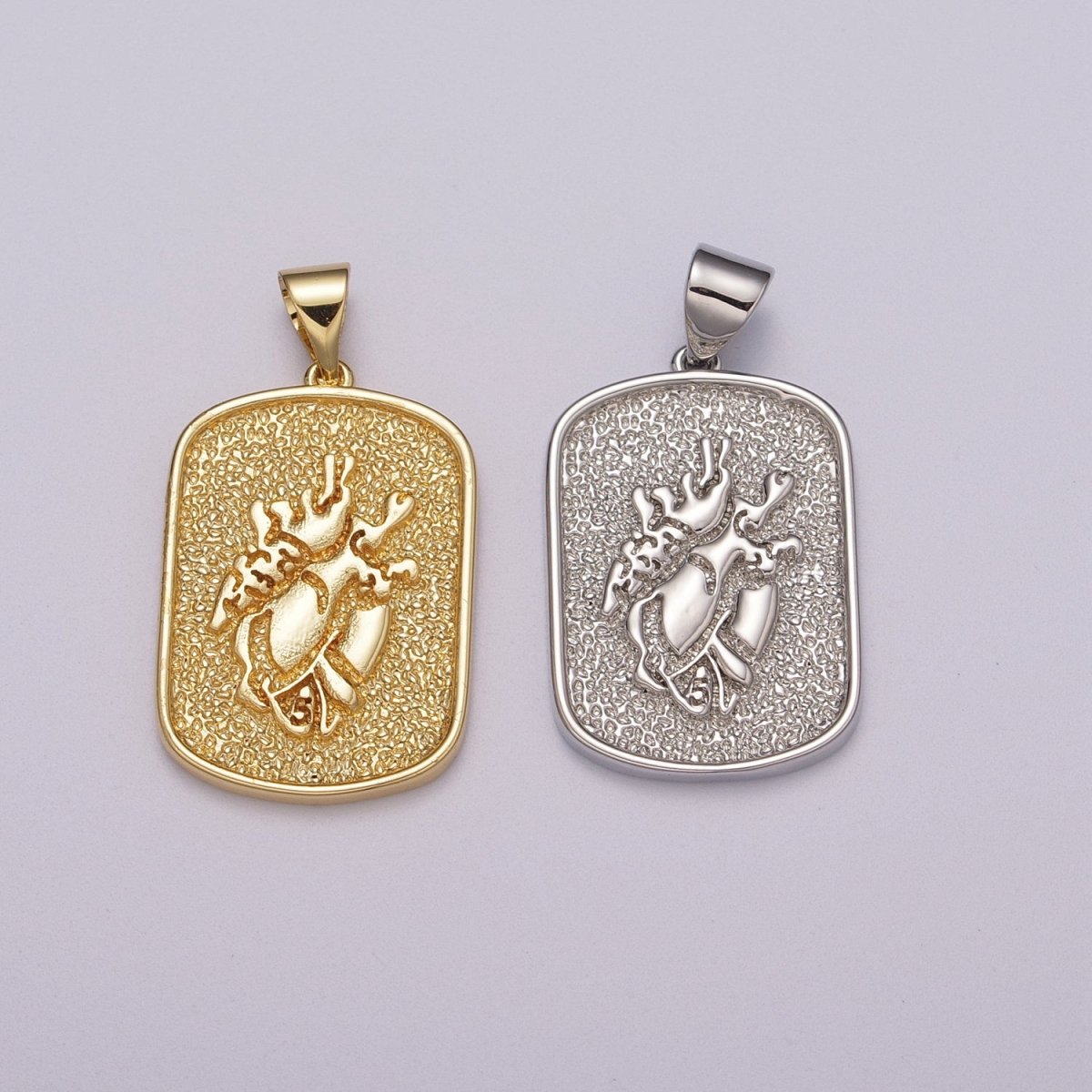 Anatomical Human Heart Pendant Charm Gold Silver Military Tag Jewelry Pendant / N-1439, N-1440 - DLUXCA