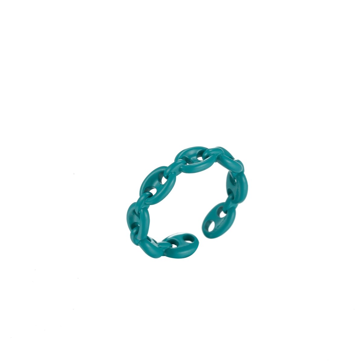 Anchor Ring Link Chain Ring Enamel Statement Jewelry Open Adjustable Ring Y2K Colorful Ring - DLUXCA