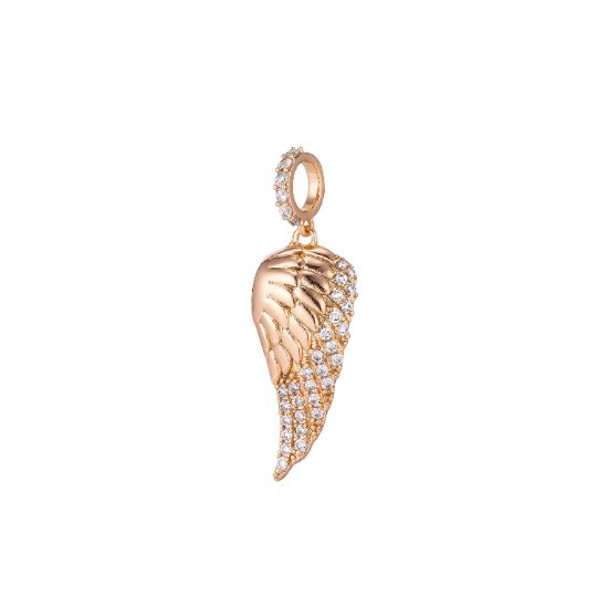Angel Wing Charm, Micro Pave Charm, 18K Gold Filled Pendant Dainty CZ Wing Pendant Necklace Charm for Jewelry Making H-872 J-236 - DLUXCA