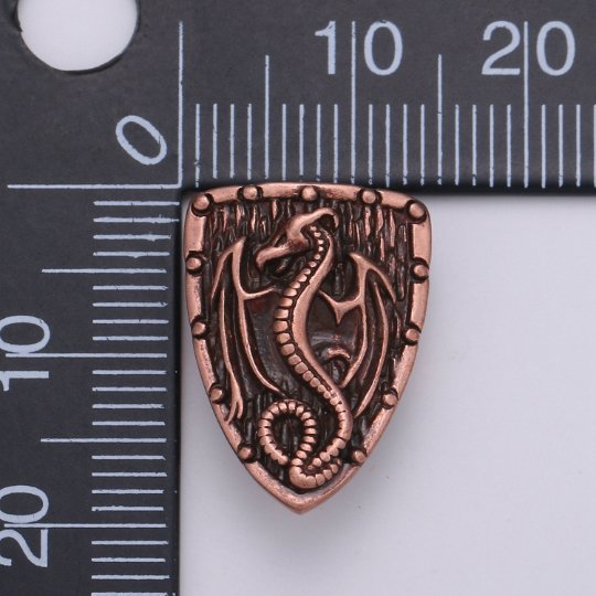 Antique Gold Dragon Beads,2 Hole Antique Silver Shield Spacer Beads for Bracelet Component Men Jewelry Making Supply, CHGF-1841 - DLUXCA