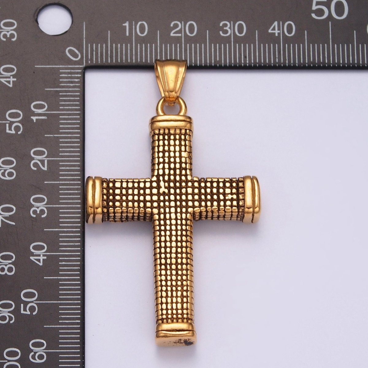 Antique Gold Men Cross Necklace Pendant Christian Jewelry - Rustic Silver Cross Pendant Stainless Steel X-631 X-632 - DLUXCA