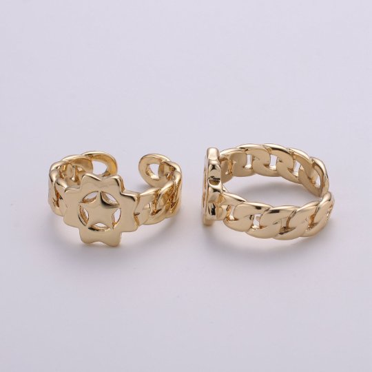 Antique Gold Ring Band, Star Ring, Unique Adjustable Band Ring Man Open ring for Men Women unisex ring Bold Ring R-025 R-026 - DLUXCA