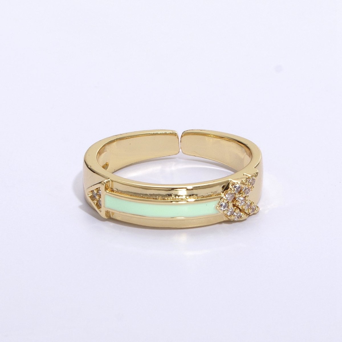Arrow Band Ring Silver Dainty Ring Gold Direction Ring Colorful Enamel Ring Adjustable Ring Everyday Ring , Clear Pave Ring U-035~U-038 - DLUXCA