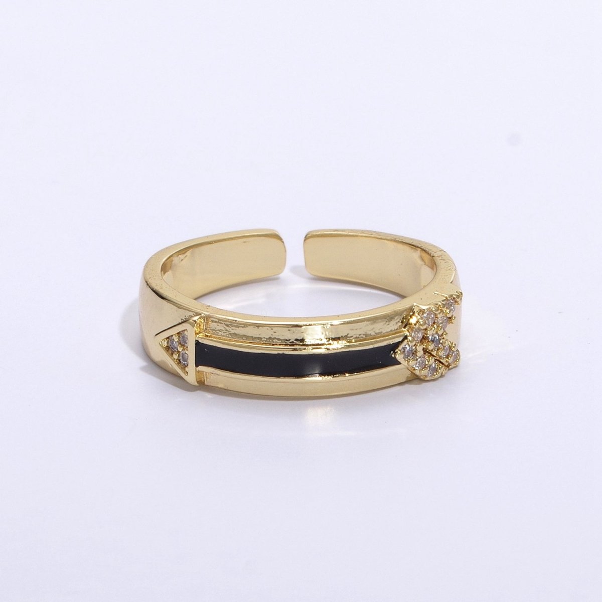 Arrow Band Ring Silver Dainty Ring Gold Direction Ring Colorful Enamel Ring Adjustable Ring Everyday Ring , Clear Pave Ring U-035~U-038 - DLUXCA