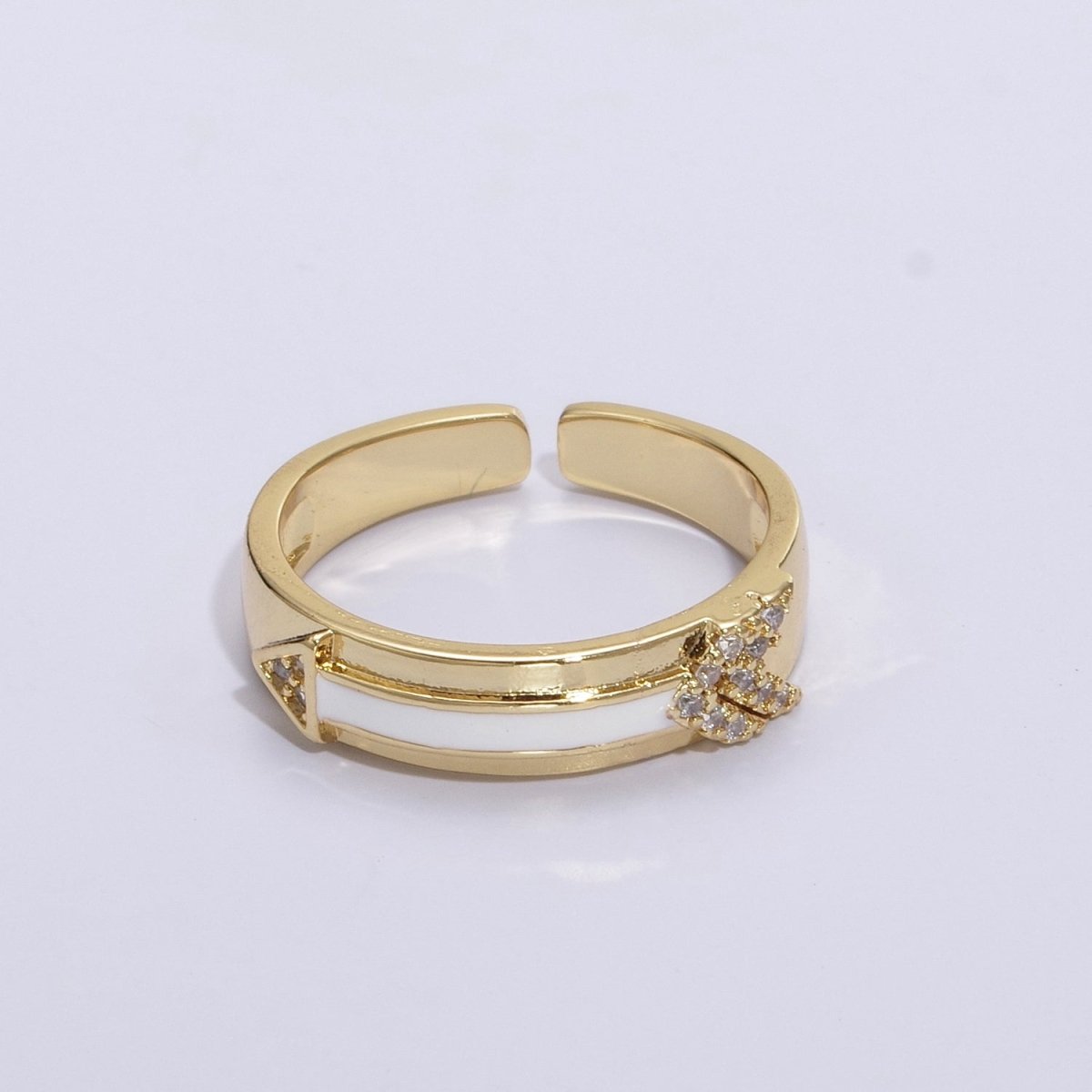 Arrow Band Ring Silver Dainty Ring Gold Direction Ring Colorful Enamel Ring Adjustable Ring Everyday Ring , Clear Pave Ring U-035~U-038 - DLUXCA