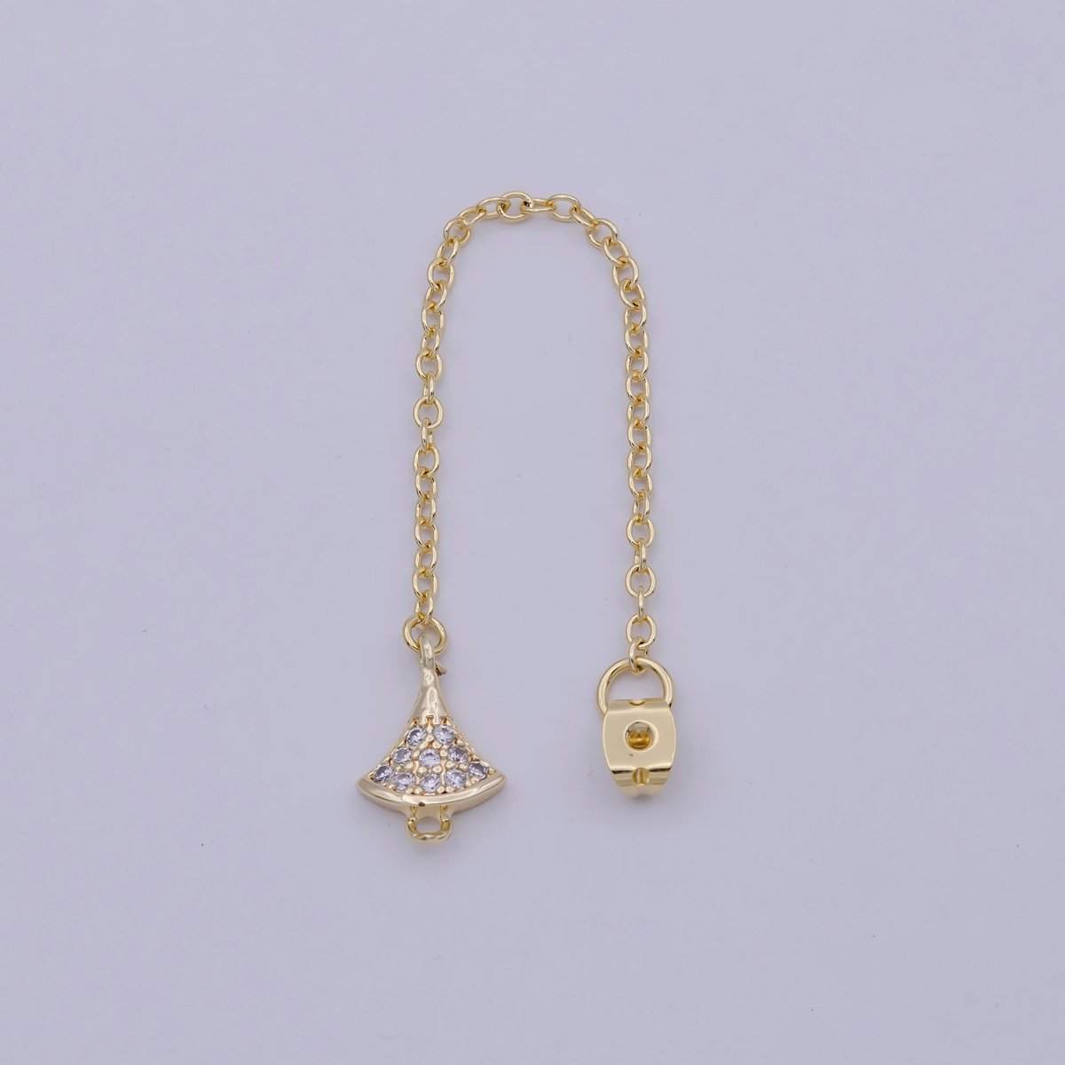 Back stopper w/ chain cz Dangle Charm 2 pcs Gold Filled Nickel free, Butterfly clutch chain Dainty earring back K-189 - DLUXCA