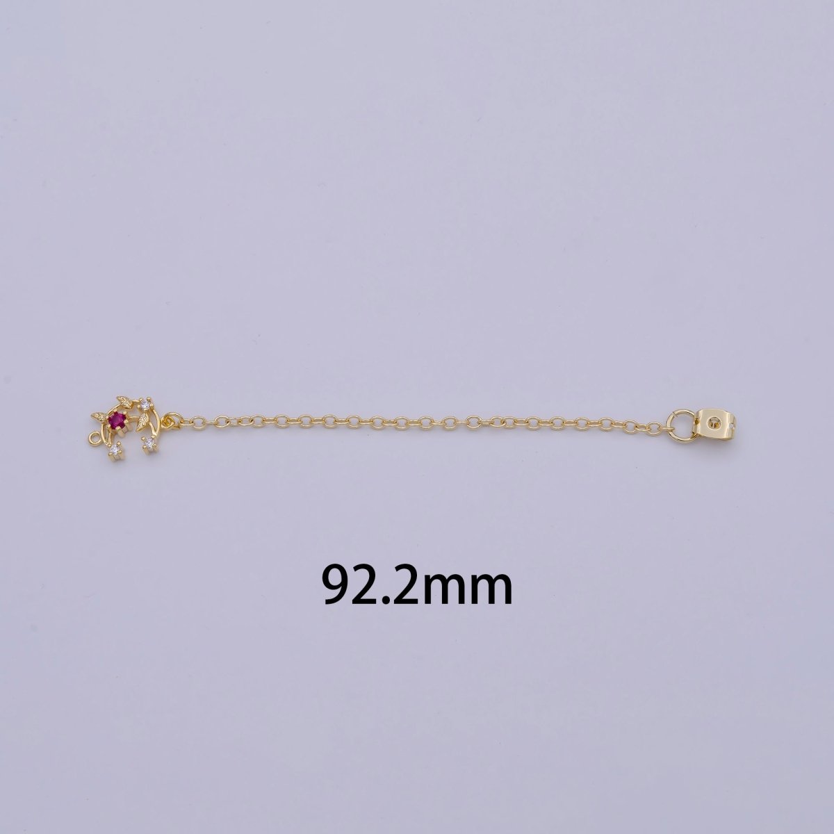 Back stopper w/ chain Pink Crescent Moon Charm 2 pcs Gold Filled Nickel free, Butterfly clutch chain Dainty earring back K-187 - DLUXCA