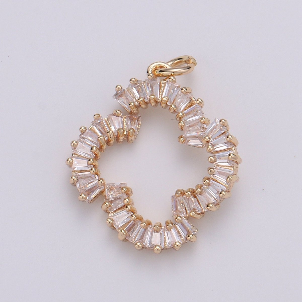 Baguette Cubic Pave charm on 18K Gold Filled, Micro Pave CZ Small X Charms, Dainty Pave Cross Charm, Kiss charms for Jewelry Supply D-224 - DLUXCA