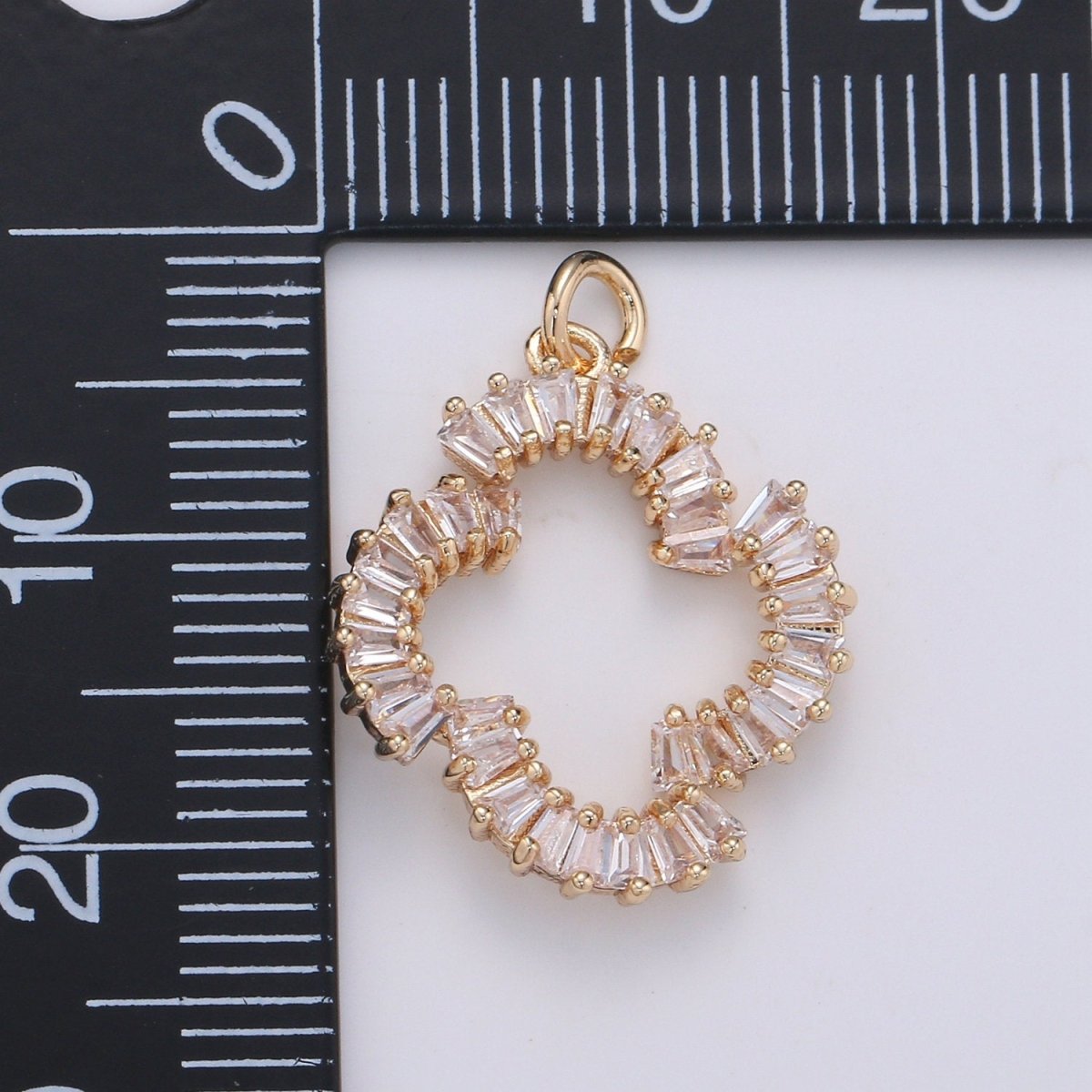 Baguette Cubic Pave charm on 18K Gold Filled, Micro Pave CZ Small X Charms, Dainty Pave Cross Charm, Kiss charms for Jewelry Supply D-224 - DLUXCA