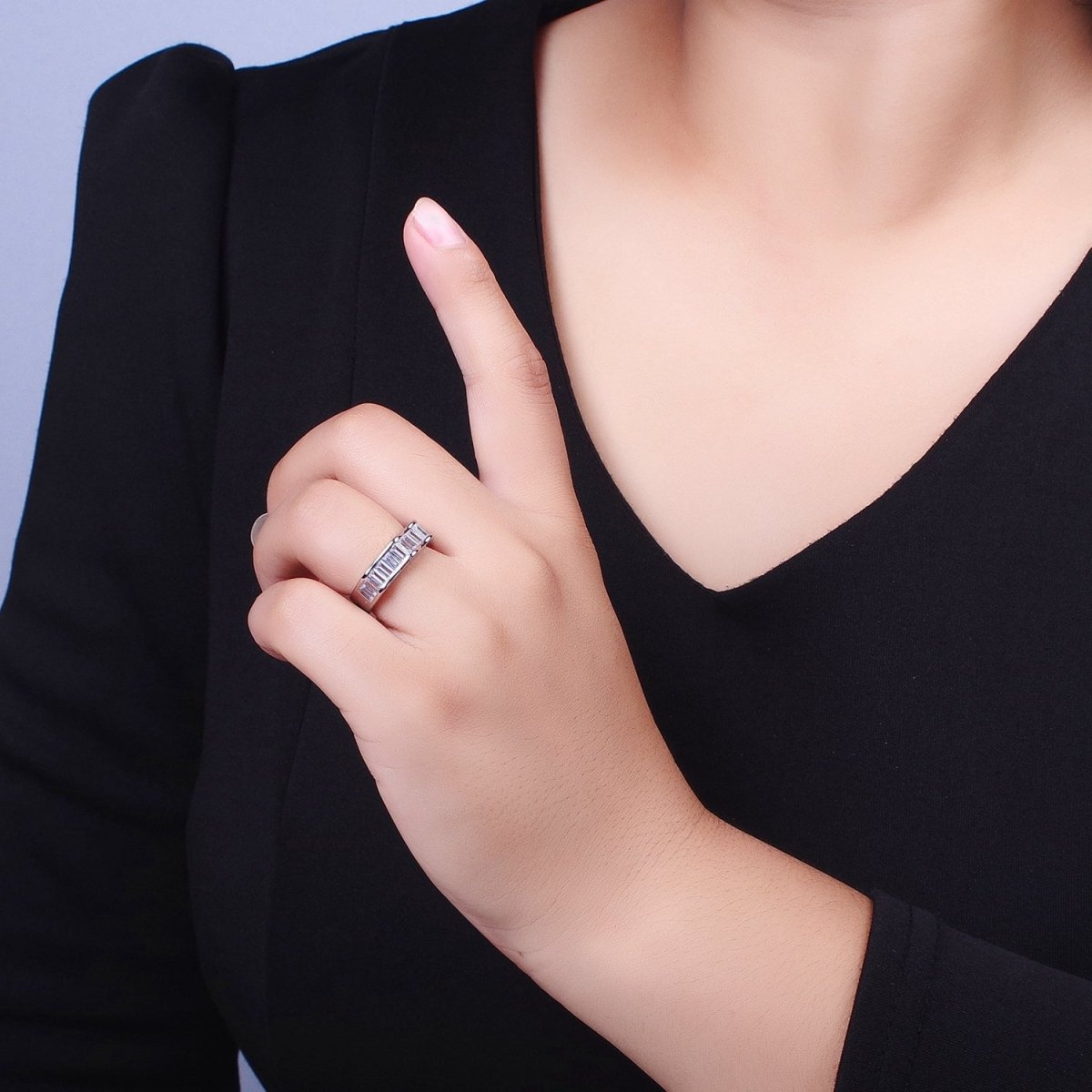 Baguette Cubic Zirconia Geometric Wavy Gold / Silver Adjustable Ring | Y-358~Y-360 - DLUXCA