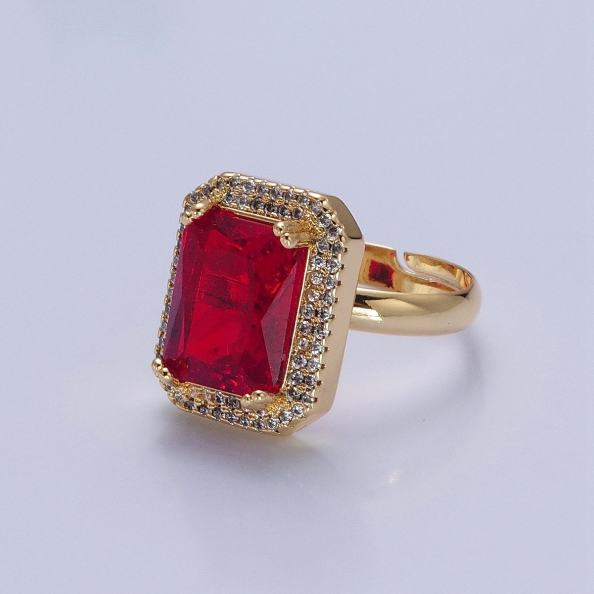 Baguette Cubic Zirconia Ring, Clear CZ Micro Pave Statement Ring O-2256 ~ O-2261 - DLUXCA