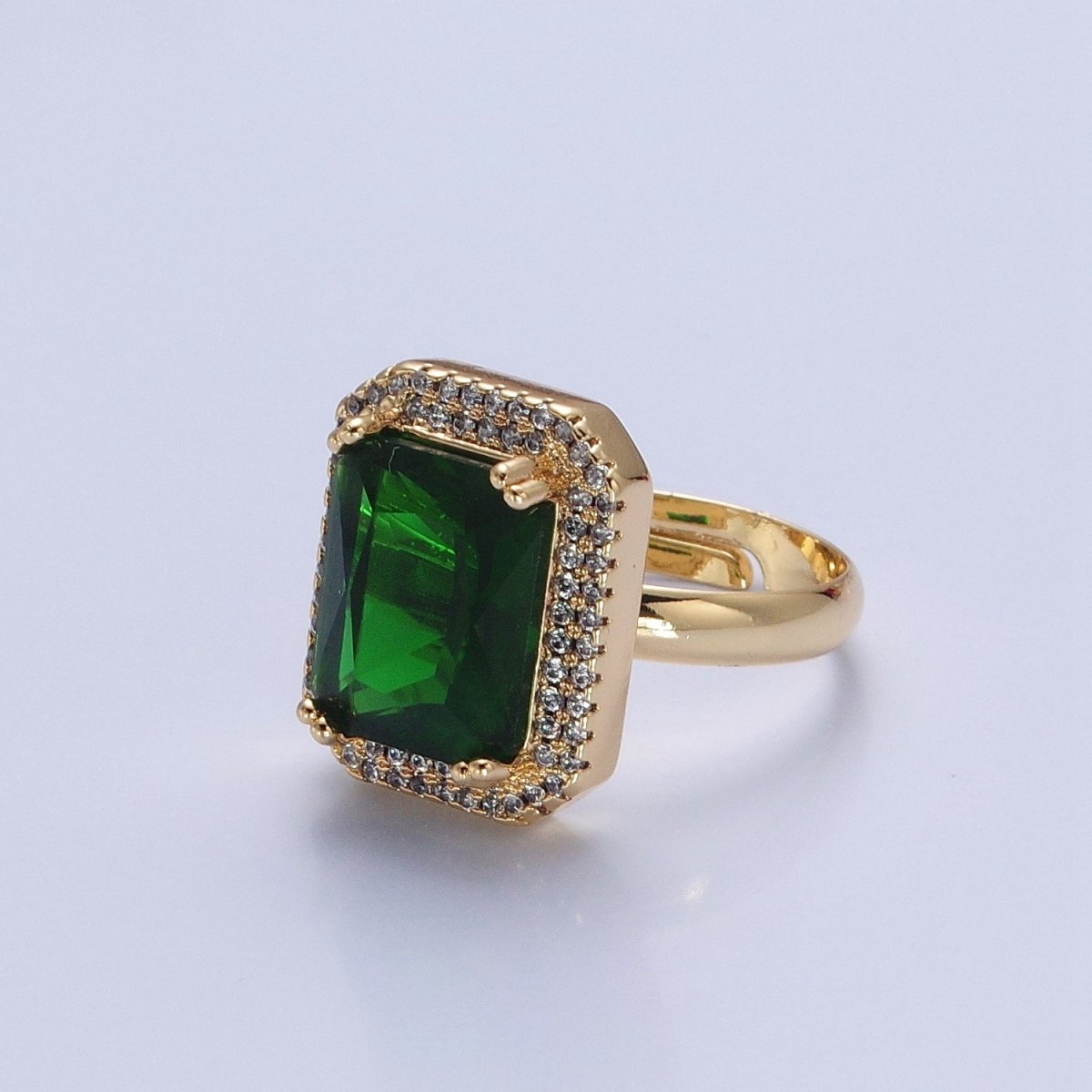 Baguette Cubic Zirconia Ring, Clear CZ Micro Pave Statement Ring O-2256 ~ O-2261 - DLUXCA