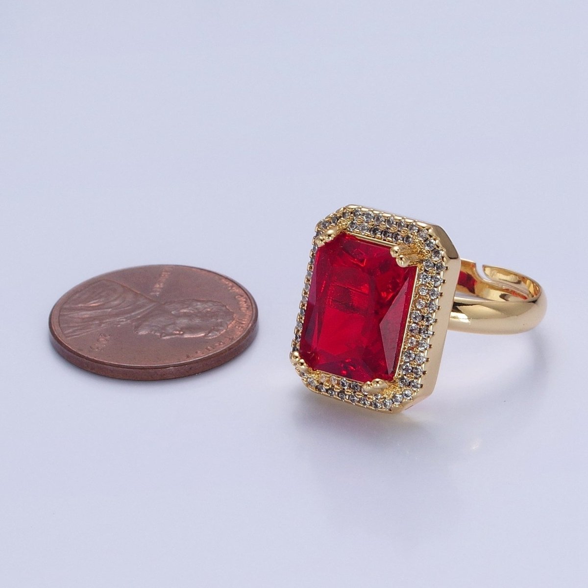 Baguette Cubic Zirconia Ring, Clear CZ Micro Pave Statement Ring O-2256 ~ O-2261 - DLUXCA