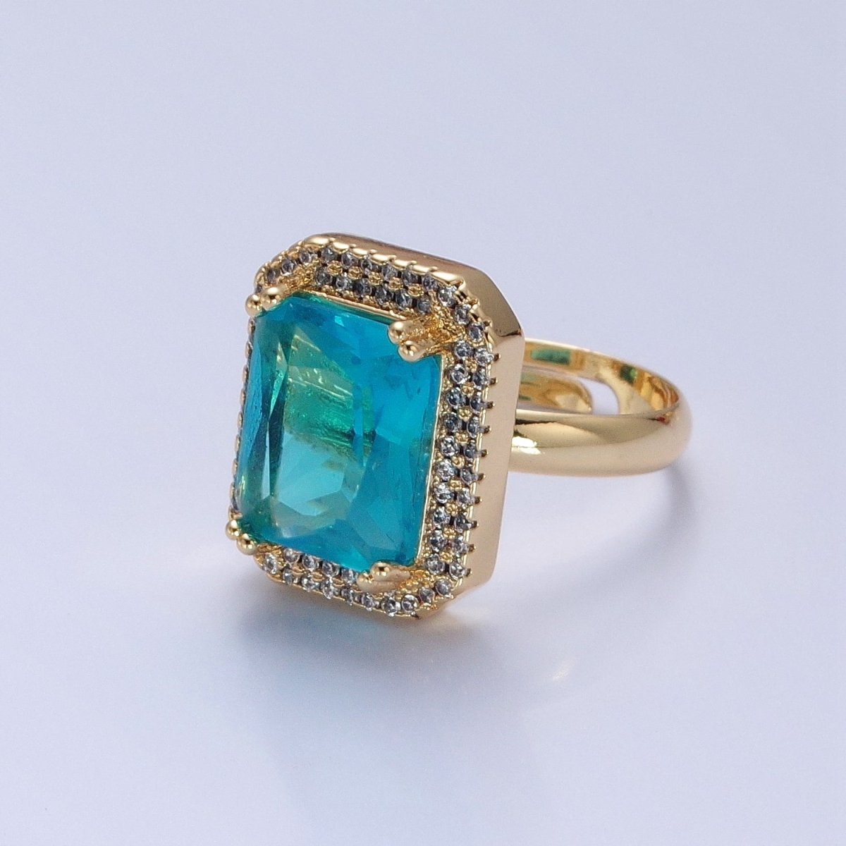 Baguette Cubic Zirconia Ring, Clear CZ Micro Pave Statement Ring O-2256 ~ O-2261 - DLUXCA