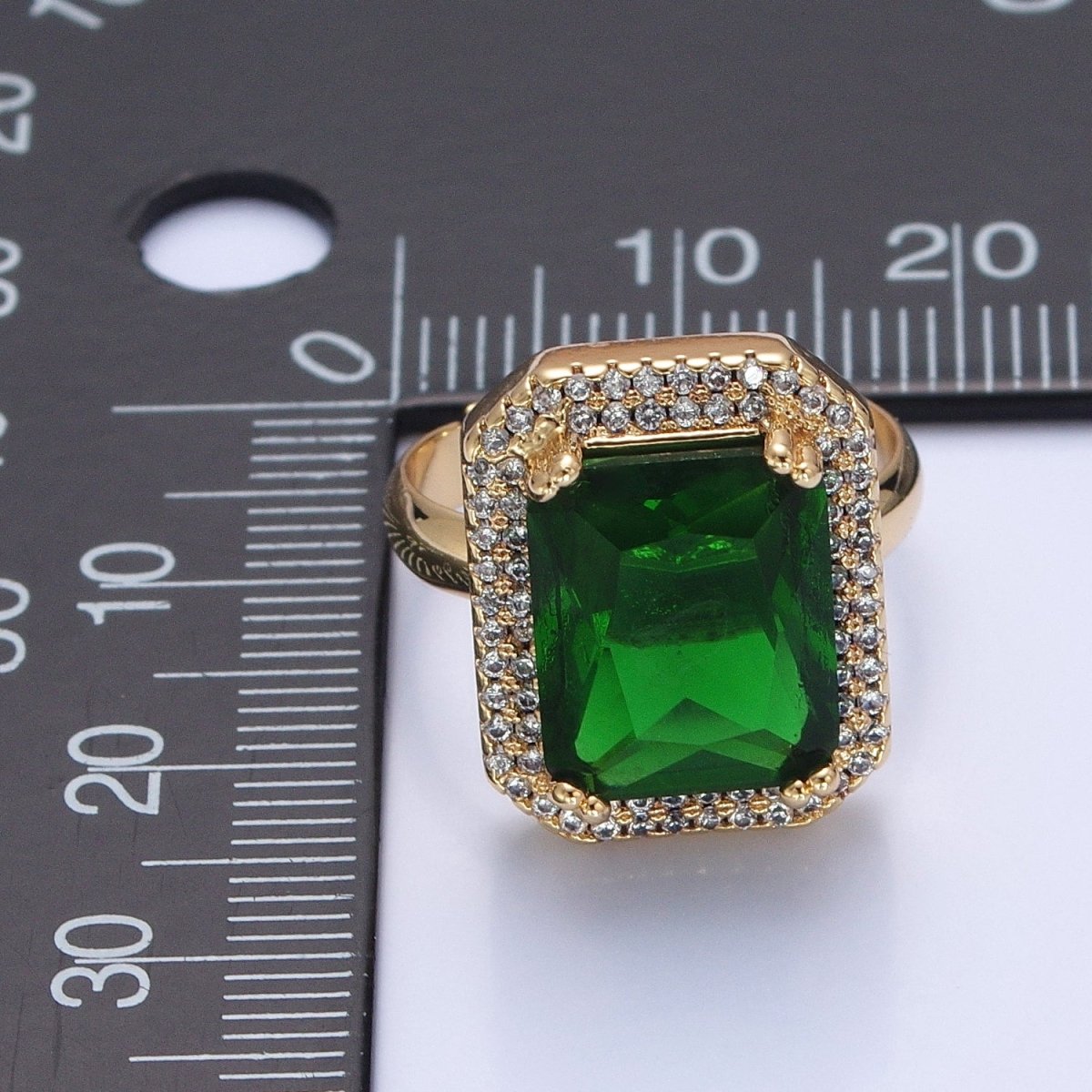 Baguette Cubic Zirconia Ring, Clear CZ Micro Pave Statement Ring O-2256 ~ O-2261 - DLUXCA