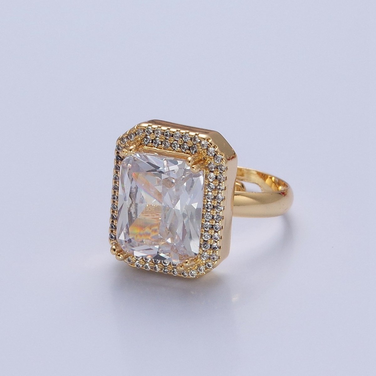 Baguette Cubic Zirconia Ring, Clear CZ Micro Pave Statement Ring O-2256 ~ O-2261 - DLUXCA