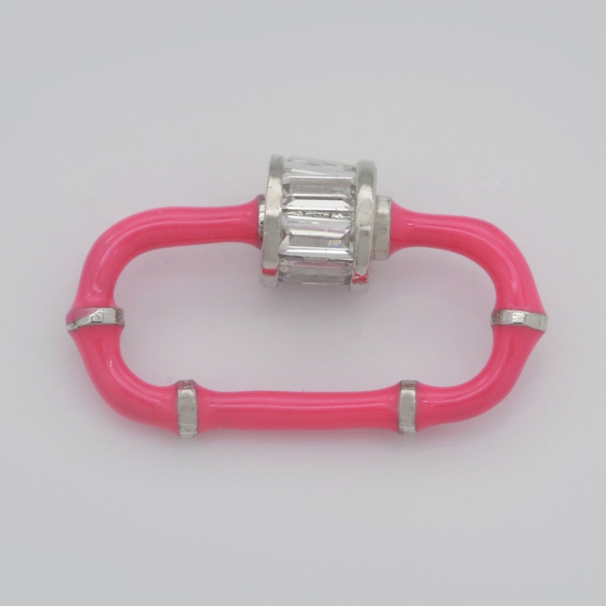 Baguette Oval Enamel Clasps, Color Oval Clasps, CZ Screw Lock Enamel Link Connector L-518~L-529 - DLUXCA