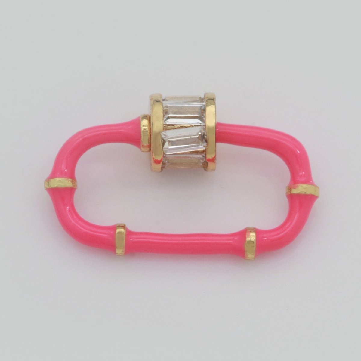 Baguette Oval Enamel Clasps, Color Oval Clasps, CZ Screw Lock Enamel Link Connector L-518~L-529 - DLUXCA