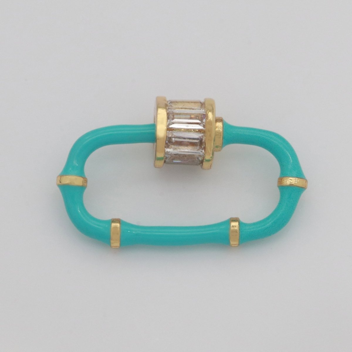 Baguette Oval Enamel Clasps, Color Oval Clasps, CZ Screw Lock Enamel Link Connector L-518~L-529 - DLUXCA
