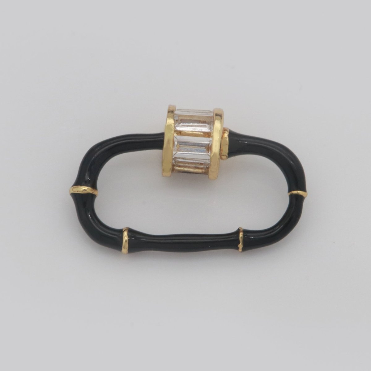 Baguette Oval Enamel Clasps, Color Oval Clasps, CZ Screw Lock Enamel Link Connector L-518~L-529 - DLUXCA