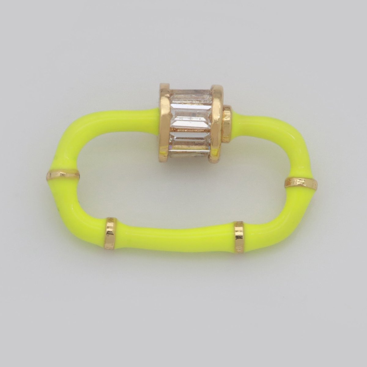 Baguette Oval Enamel Clasps, Color Oval Clasps, CZ Screw Lock Enamel Link Connector L-518~L-529 - DLUXCA