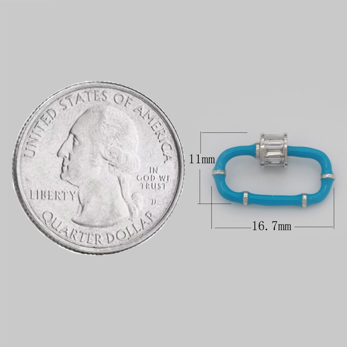 Baguette Oval Enamel Clasps, Color Oval Clasps, CZ Screw Lock Enamel Link Connector L-518~L-529 - DLUXCA