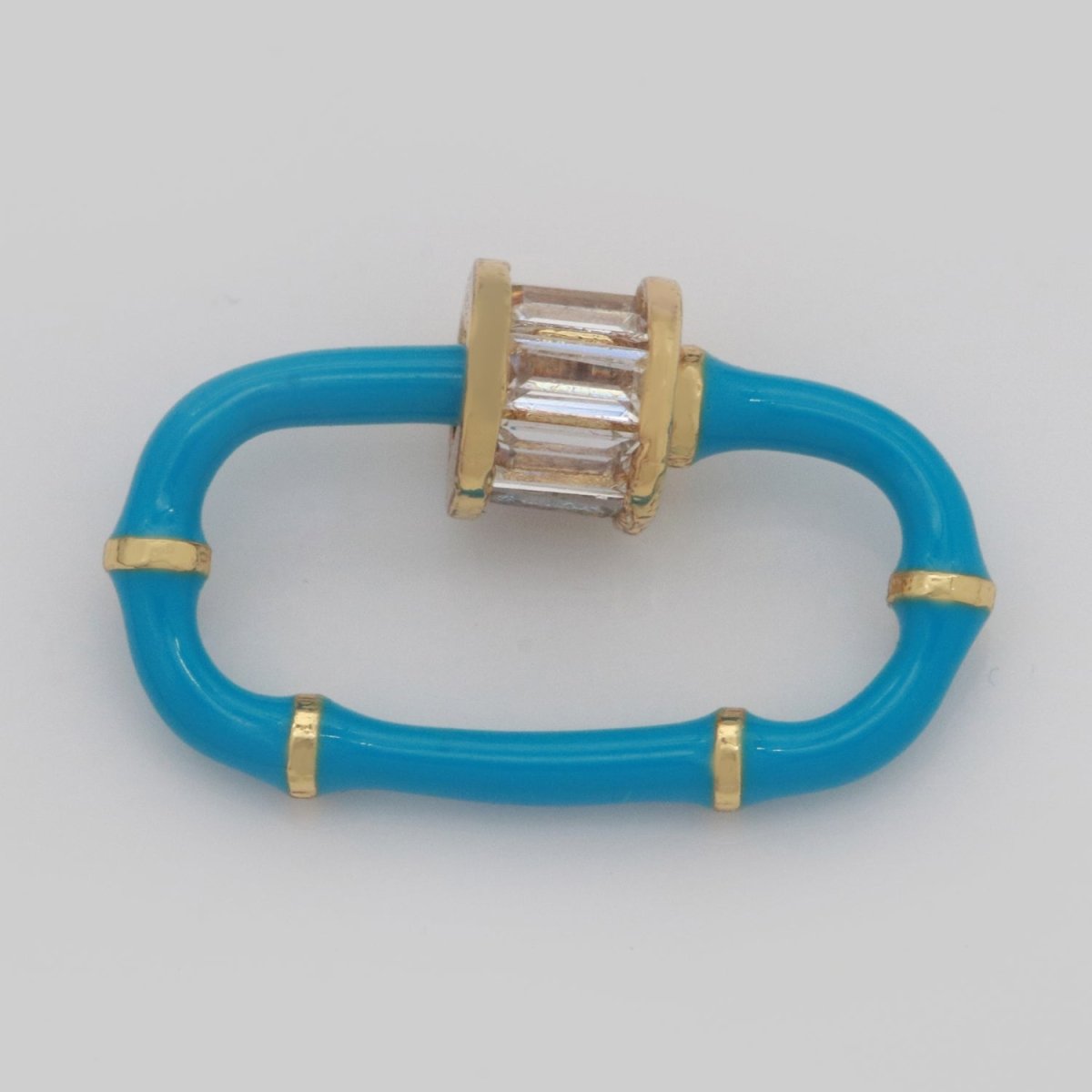 Baguette Oval Enamel Clasps, Color Oval Clasps, CZ Screw Lock Enamel Link Connector L-518~L-529 - DLUXCA