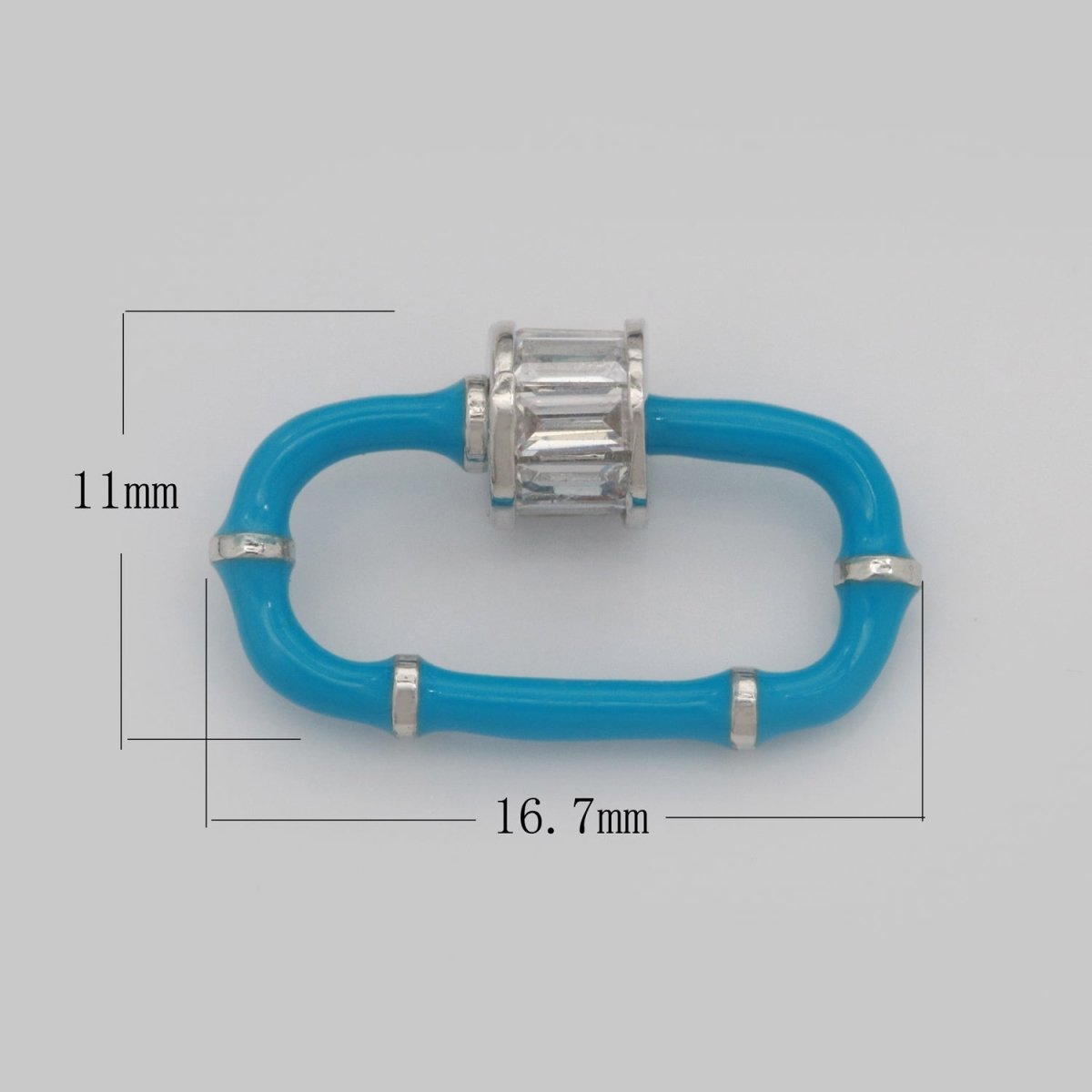 Baguette Oval Enamel Clasps, Color Oval Clasps, CZ Screw Lock Enamel Link Connector L-518~L-529 - DLUXCA