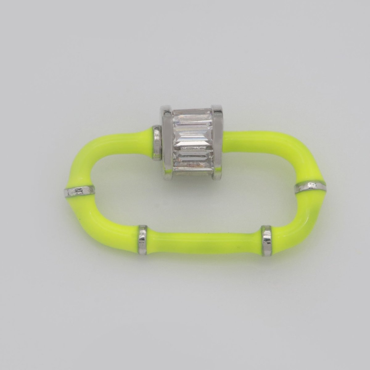 Baguette Oval Enamel Clasps, Color Oval Clasps, CZ Screw Lock Enamel Link Connector L-518~L-529 - DLUXCA