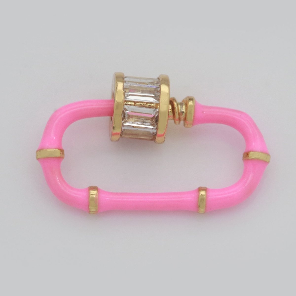 Baguette Oval Enamel Clasps, Color Oval Clasps, CZ Screw Lock Enamel Link Connector L-518~L-529 - DLUXCA