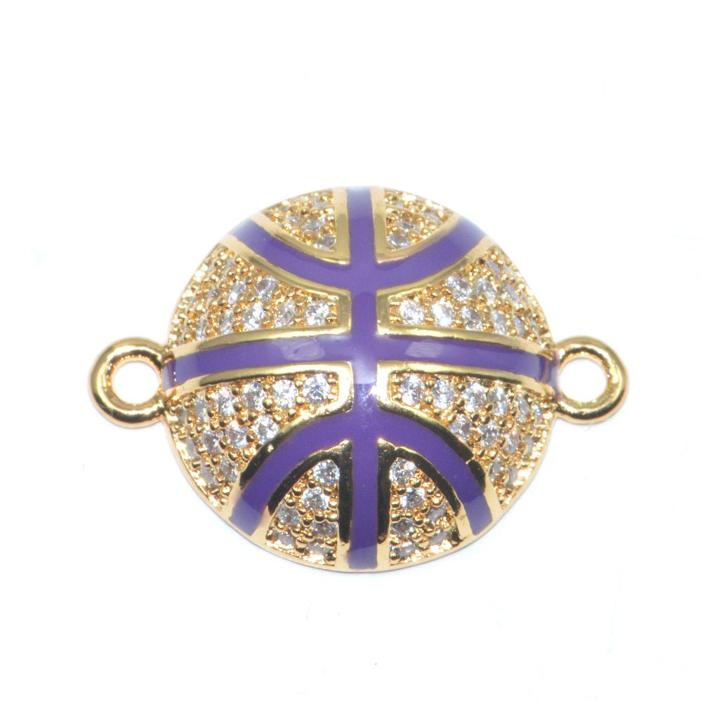 Ball Sports Bracelet Charm Connector Genuine Cubic Zirconia Crystal Paved Design Gold Filled Cooper Material F-294 - DLUXCA