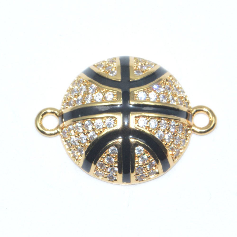 Ball Sports Bracelet Charm Connector Genuine Cubic Zirconia Crystal Paved Design Gold Filled Cooper Material F-294 - DLUXCA