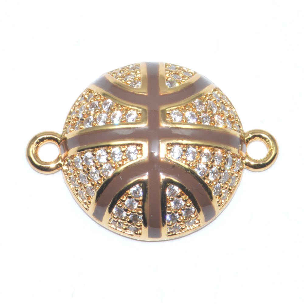 Ball Sports Bracelet Charm Connector Genuine Cubic Zirconia Crystal Paved Design Gold Filled Cooper Material F-294 - DLUXCA