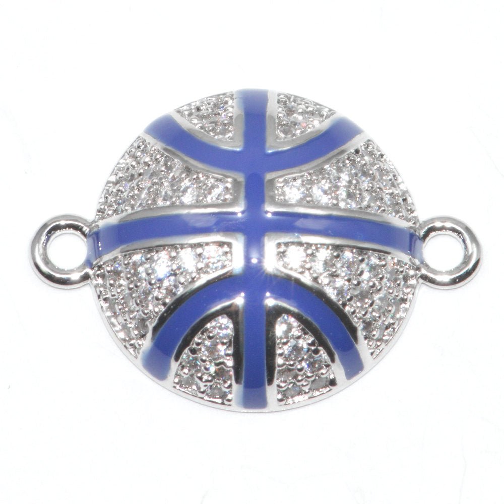 Ball Sports Bracelet Charm Connector Genuine Cubic Zirconia Crystal Paved Design Gold Filled Cooper Material F-294 - DLUXCA