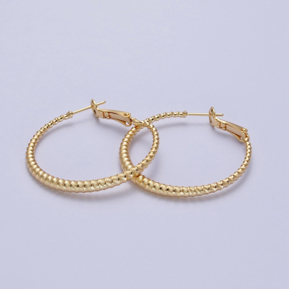 Bamboo Hoop Earrings, Gold Bamboo Hoops, Medium Gold Hoop Lightweight Statement Earring Q-067 - DLUXCA