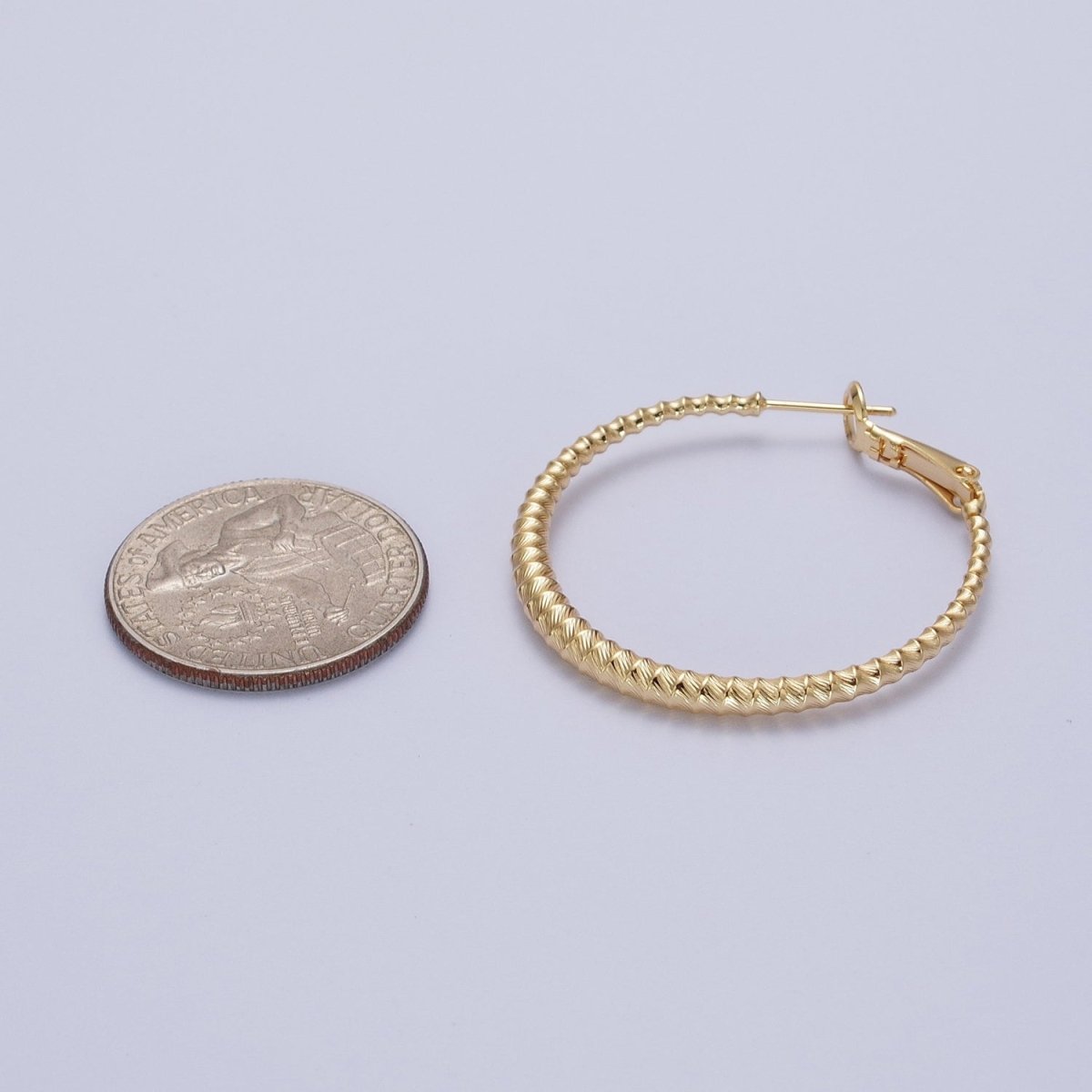 Bamboo Hoop Earrings, Gold Bamboo Hoops, Medium Gold Hoop Lightweight Statement Earring Q-067 - DLUXCA