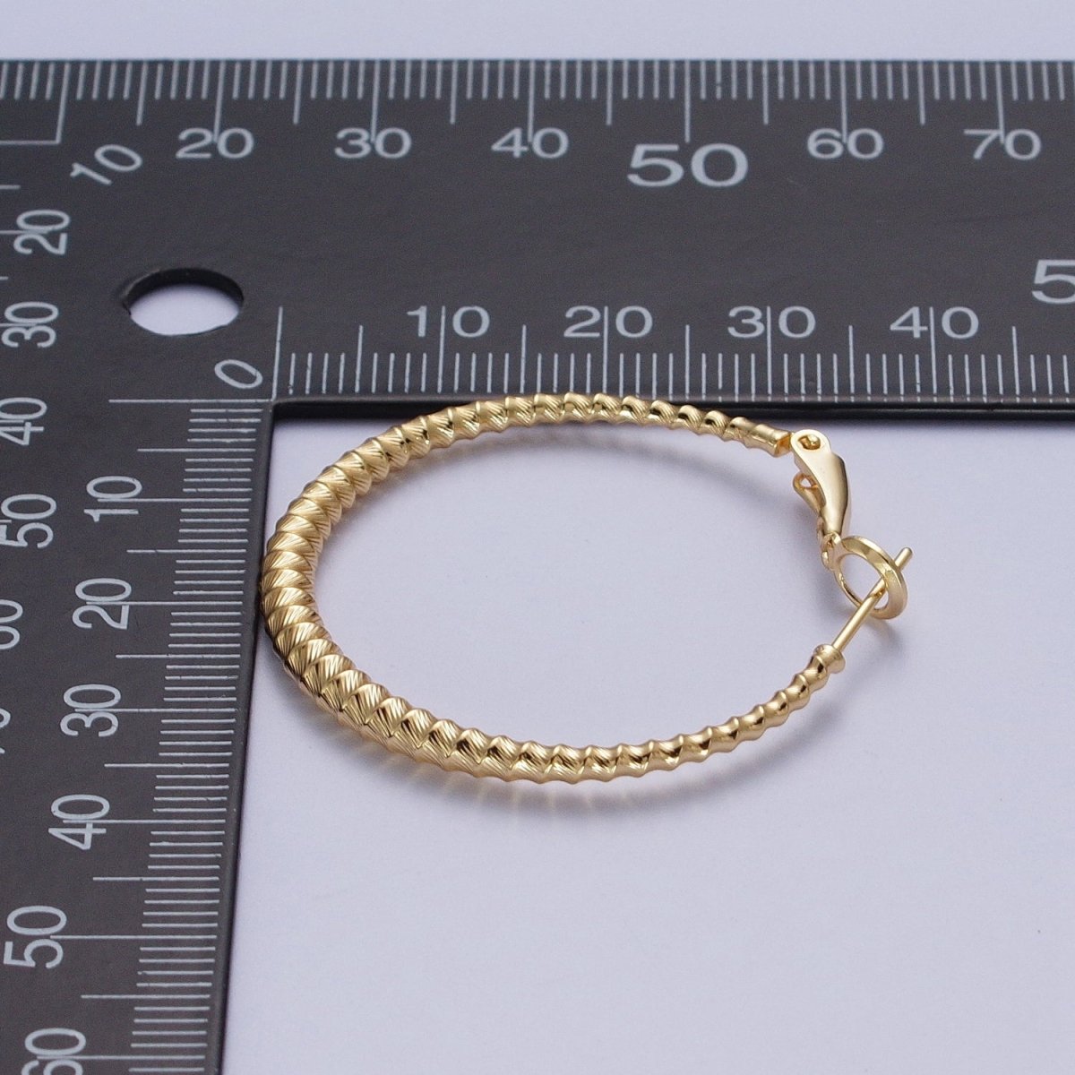 Bamboo Hoop Earrings, Gold Bamboo Hoops, Medium Gold Hoop Lightweight Statement Earring Q-067 - DLUXCA