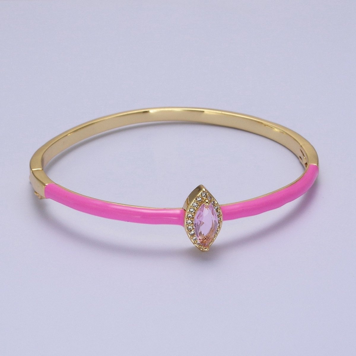 Barbie core Gold Filled Marquise White, Green, Pink Micro Paved Enamel Gold Bangle Bracelet | WA-1337 WA-1338 WA-1339 Clearance Pricing - DLUXCA