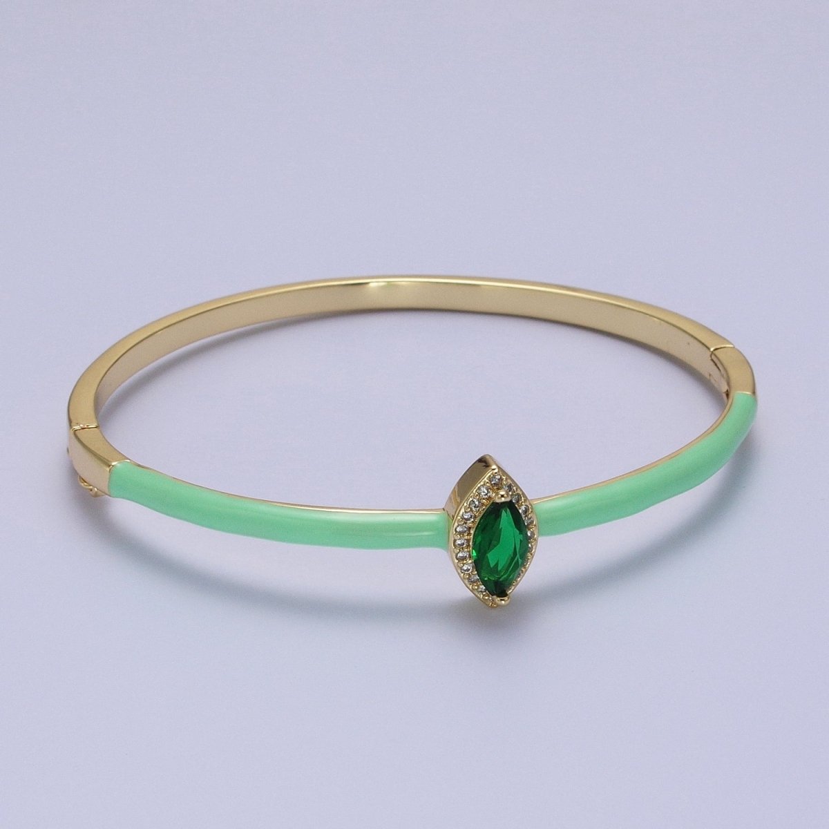 Barbie core Gold Filled Marquise White, Green, Pink Micro Paved Enamel Gold Bangle Bracelet | WA-1337 WA-1338 WA-1339 Clearance Pricing - DLUXCA