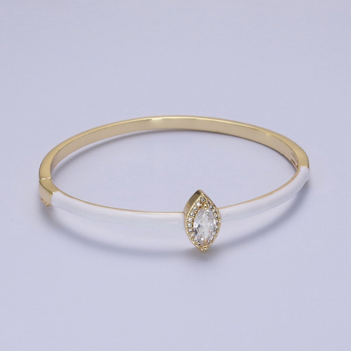 Barbie core Gold Filled Marquise White, Green, Pink Micro Paved Enamel Gold Bangle Bracelet | WA-1337 WA-1338 WA-1339 Clearance Pricing - DLUXCA