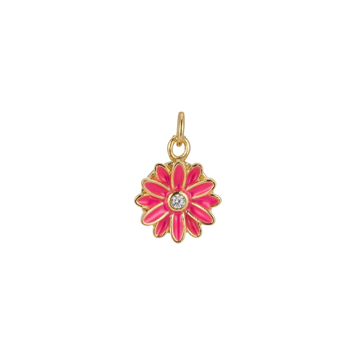 Barbiecore Charm Y2K Gold Filled Daisy Charm Enamel Flower Pendant Floral Charm Colorful Jewelry Inspired M-212-M-219 - DLUXCA