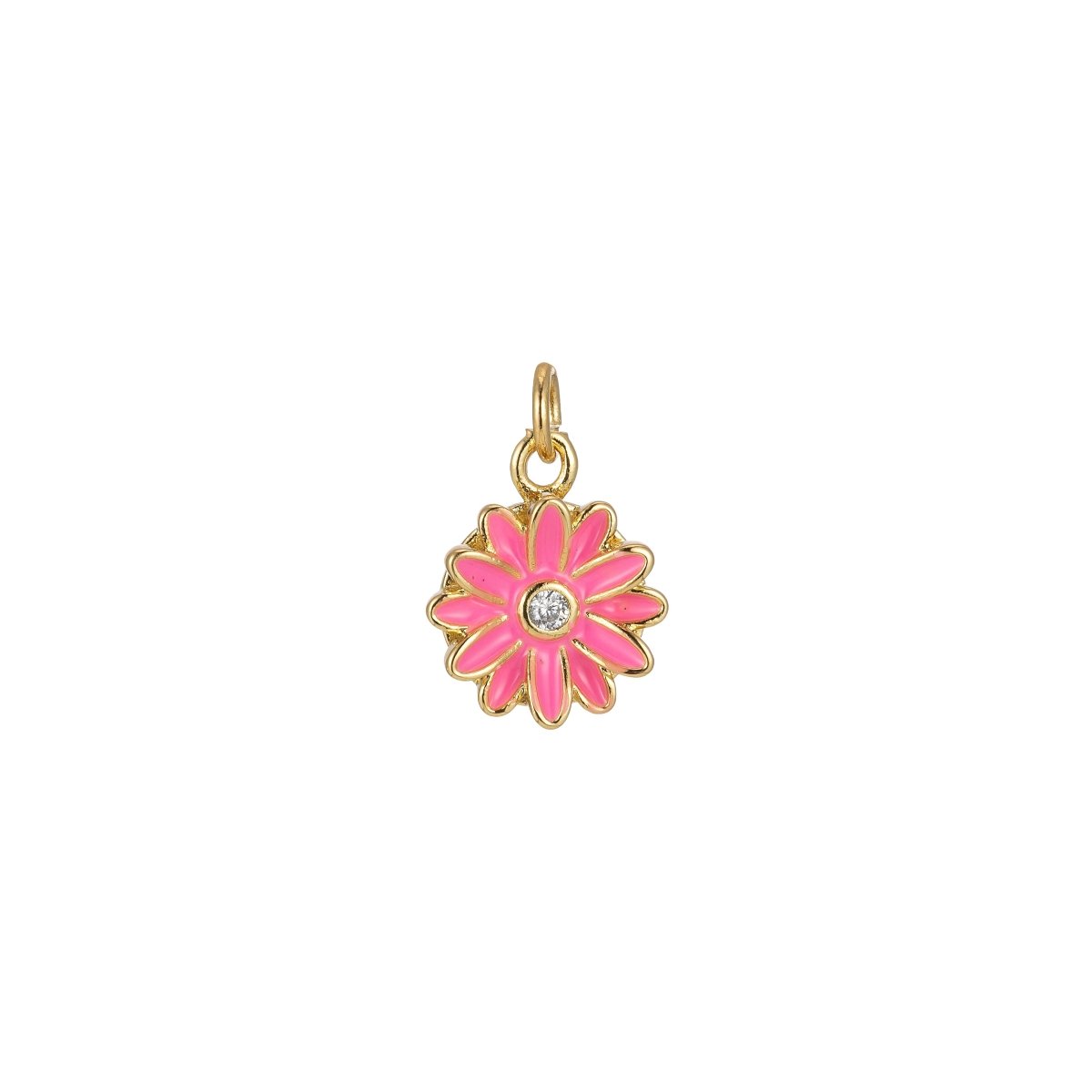 Barbiecore Charm Y2K Gold Filled Daisy Charm Enamel Flower Pendant Floral Charm Colorful Jewelry Inspired M-212-M-219 - DLUXCA