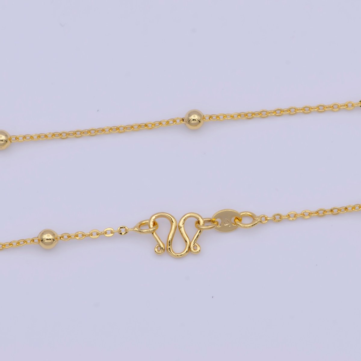 Beaded Chain Gold Satellite Necklace, Dainty Beaded Necklace, Layering Beaded Chain, Delicate Necklace Ready to Wear with W Clasp | WA-1131 Clearance Pricing - DLUXCA