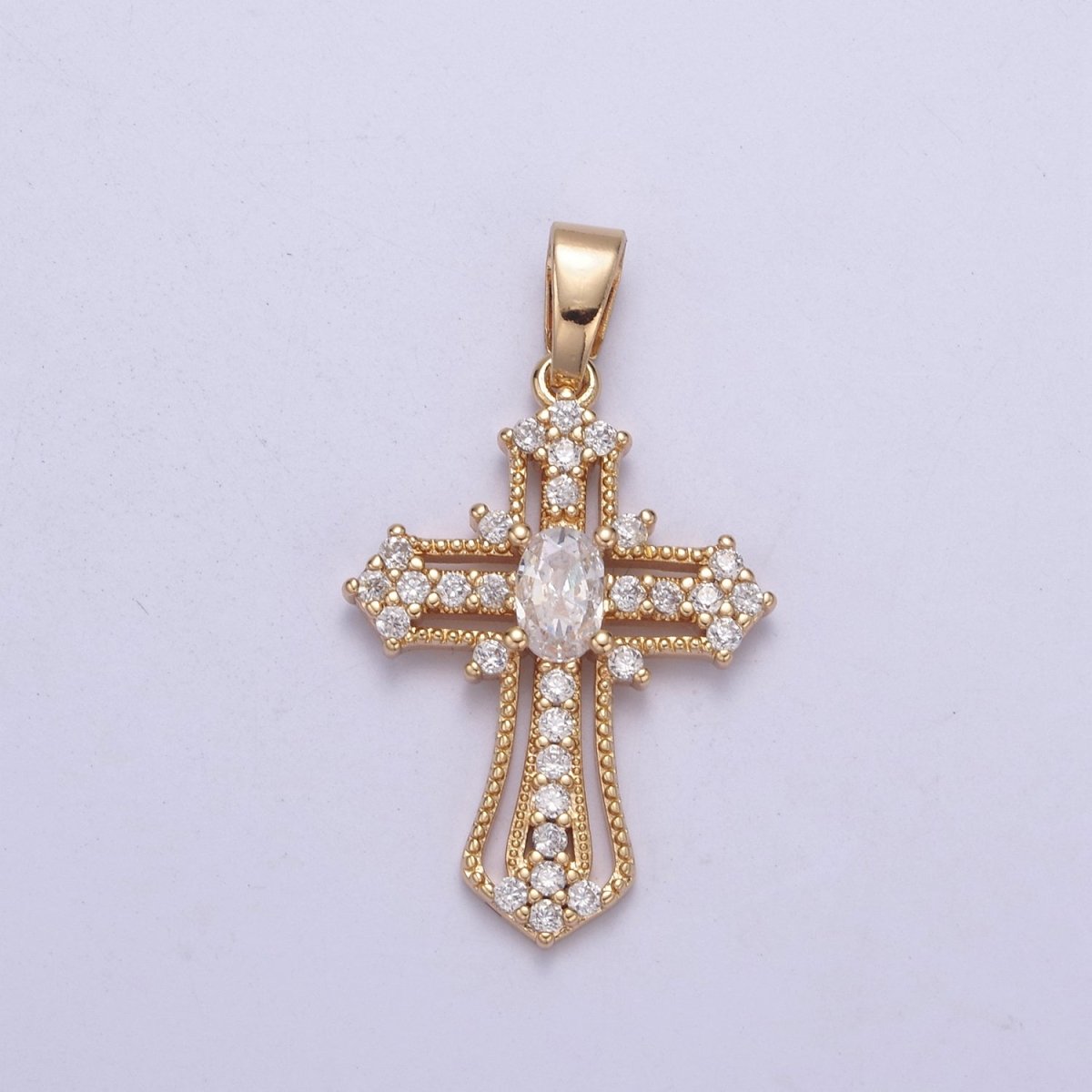 Beautiful Gold Filled CZ Cross Necklace Pendant Charm for Religious Christian Catholic Jewelry Making H-411 H-412 - DLUXCA