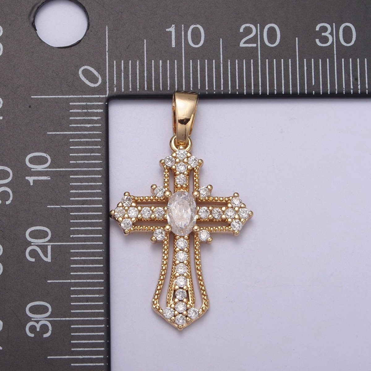 Beautiful Gold Filled CZ Cross Necklace Pendant Charm for Religious Christian Catholic Jewelry Making H-411 H-412 - DLUXCA