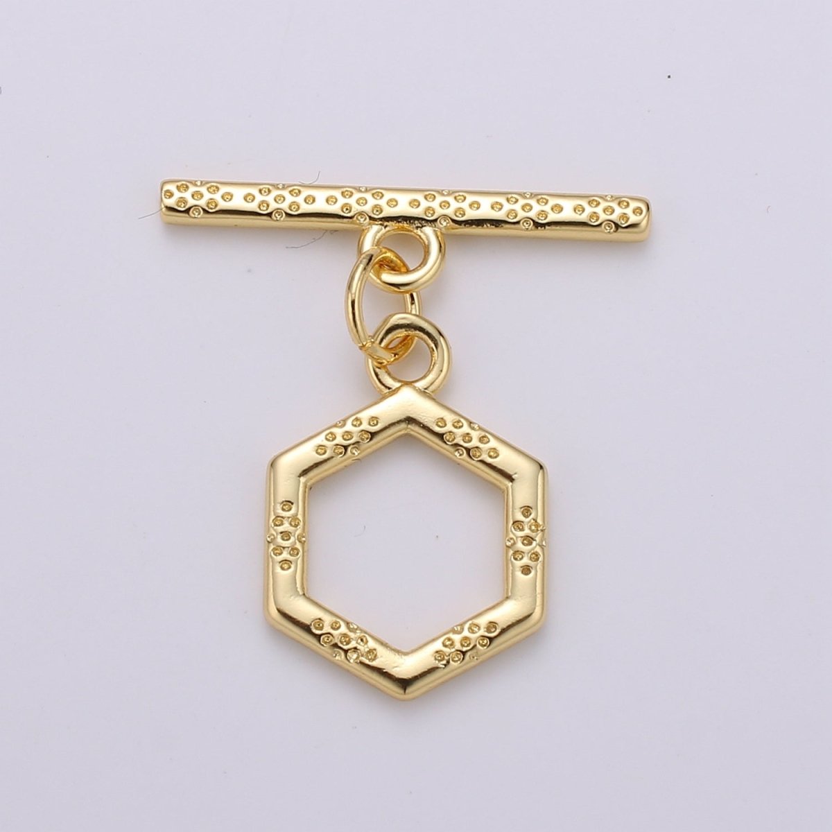 Bee hive Toggle Clasp, 24K Gold Filled Toggle Clasps - Unique OT Clasp Hexagon Geometric Clasp for geometric Jewelry Supply L-090 L-093 L-094 L-095 - DLUXCA