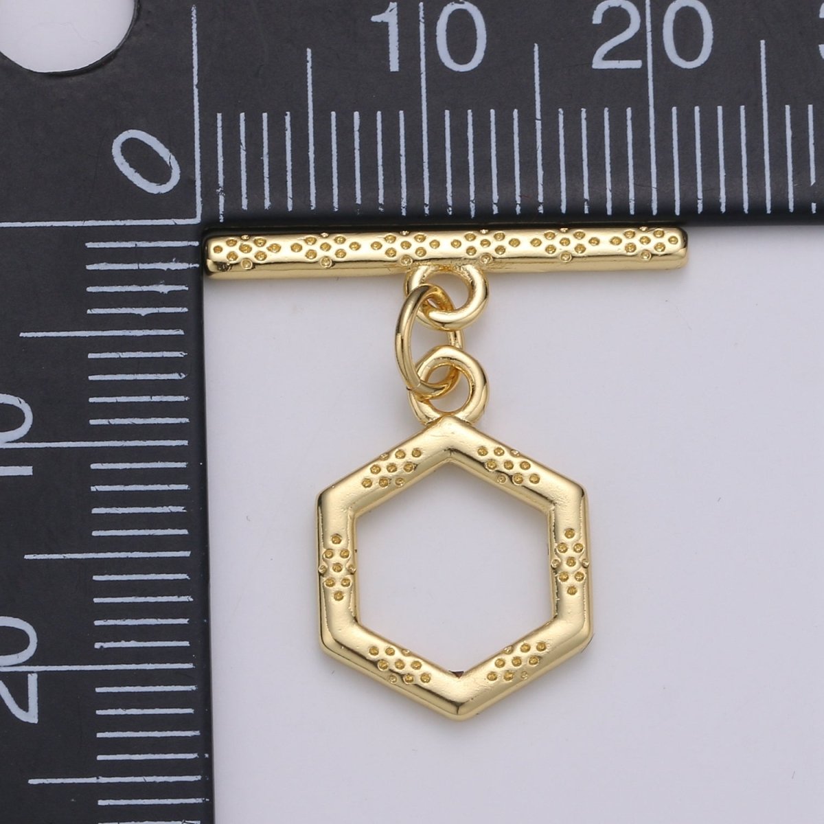 Bee hive Toggle Clasp, 24K Gold Filled Toggle Clasps - Unique OT Clasp Hexagon Geometric Clasp for geometric Jewelry Supply L-090 L-093 L-094 L-095 - DLUXCA