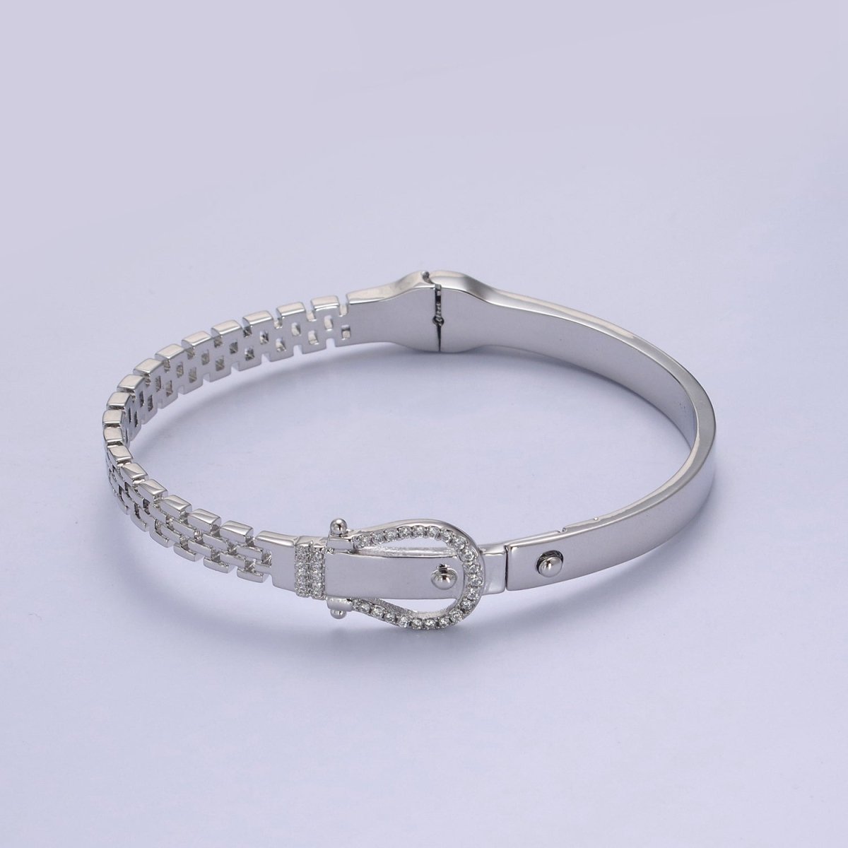 Belt Buckle Bracelet Crystal Belt Bangle Gold Band Cubic Zirconia Stackable Jewelry Fashion Women's | WA-689 WA-690 Clearance Pricing - DLUXCA