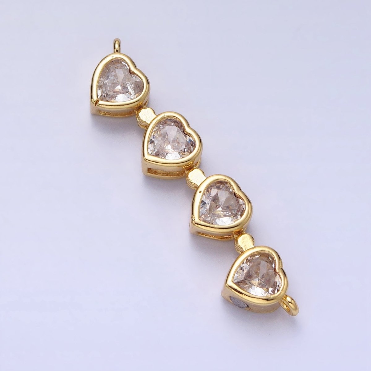 Bendable Gold Heart Connector, CZ Micro Pave Silver Love Bezel Cut Link Connector Bracelet Necklace Jewelry Making AA915 AA916 - DLUXCA