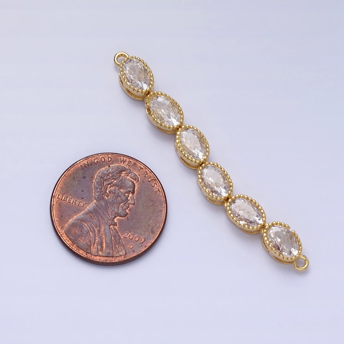 Bendable Gold Oval Long Bar Connector, CZ Micro Pave Silver Oval Geometric Link Connector Necklace Jewelry Making AA907 AA914 - DLUXCA
